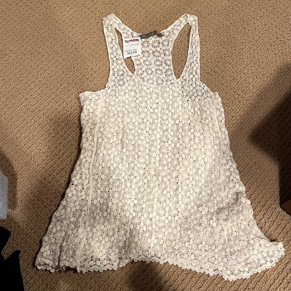 Finn& Clover size L macrame cream colored tank top 100% cotton. Brand new w tags